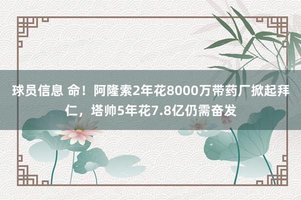 球员信息 命！阿隆索2年花8000万带药厂掀起拜仁，塔帅5年花7.8亿仍需奋发