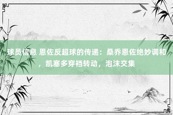 球员信息 恩佐反超球的传递：桑乔恩佐绝妙调和，凯塞多穿裆转动，泡沫交集