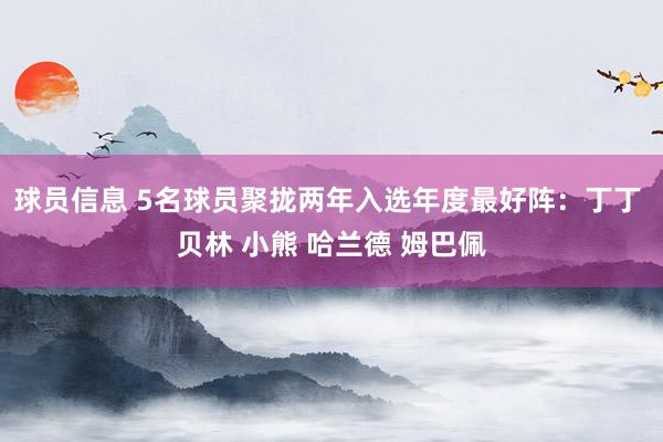 球员信息 5名球员聚拢两年入选年度最好阵：丁丁 贝林 小熊 哈兰德 姆巴佩